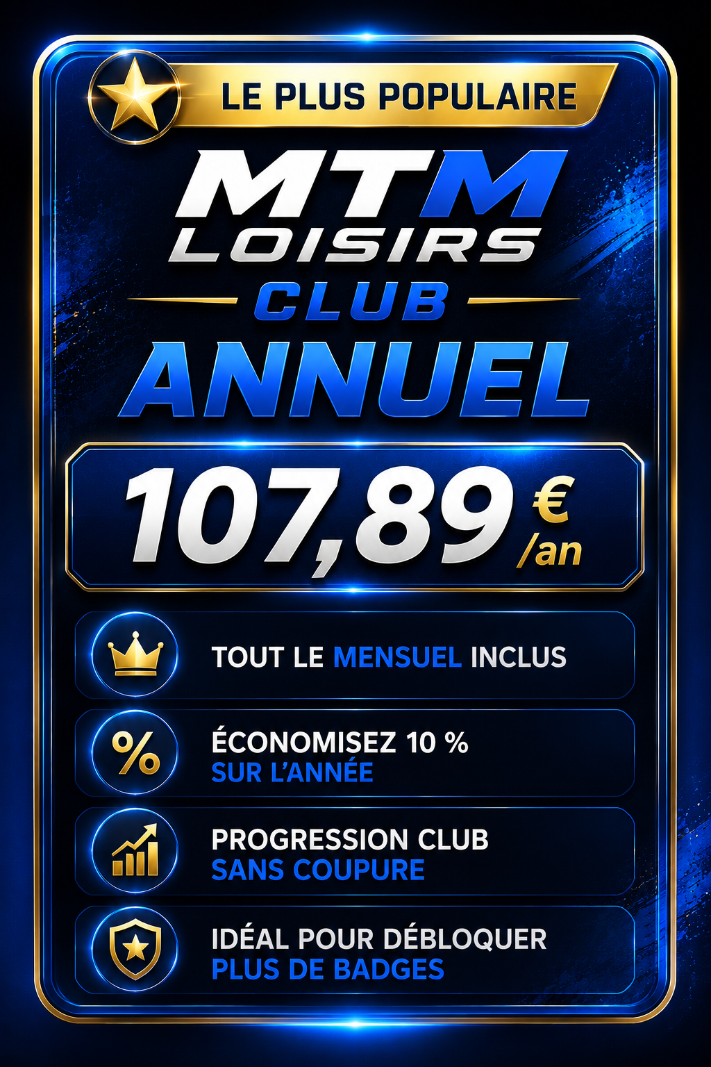 MTM CLUB Annuel 107,89 euros par an